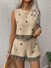 Women's Fashionable Two-Piece Set Sleeveless Top with Short Pants Casual Comfortable Outfit Combo