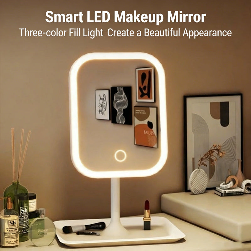 LED makeup mirror with light, beauty lighting, dressing mirror, foldable desktop mirror for student dormitories