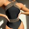 Bikini European American New 2023 Gold Sexy Bikini Women's Printed Steel Bracket Triangle Swimwear Push Up One Piece Swimwear