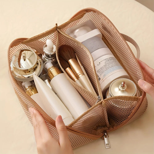 Bolsa organizadora de maquillaje de lujo, estuche de viaje cosmético femenino con cremallera, bolsa de almacenamiento de artículos de tocador de gran capacidad para el bolso de maquillaje de mujer
