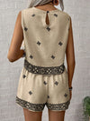 Women's Fashionable Two-Piece Set Sleeveless Top with Short Pants Casual Comfortable Outfit Combo