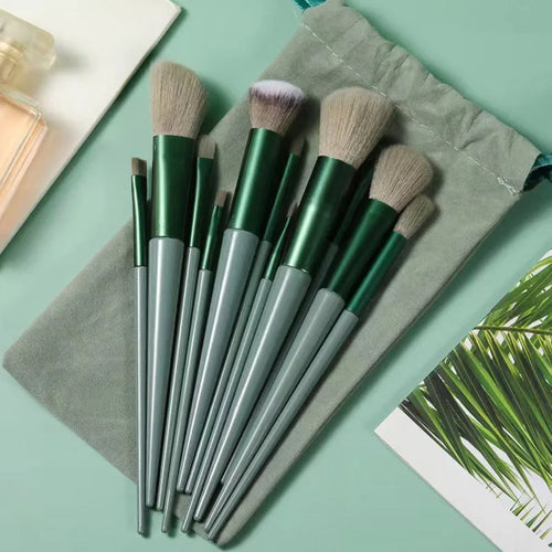 Juego de brochas de maquillaje de 13 piezas de primera calidad, fuerte agarre del polvo | Herramientas de belleza ultrasuaves de secado rápido Juego de brochas de maquillaje portátil