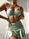 2026 Push Up 3 Pieces Bikini & Beach Slirt Swimsuit Women Strappy Swimwear Female Bathers Bathing Swimming Swim Suit Beachwear