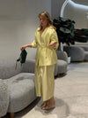Women's Elegant Coat Pant Sets Full Sleeve V Lace Top Wide Leg Pants Female Suits 2026 Spring Summer Solid Satin Lady Set