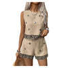 Women's Fashionable Two-Piece Set Sleeveless Top with Short Pants Casual Comfortable Outfit Combo
