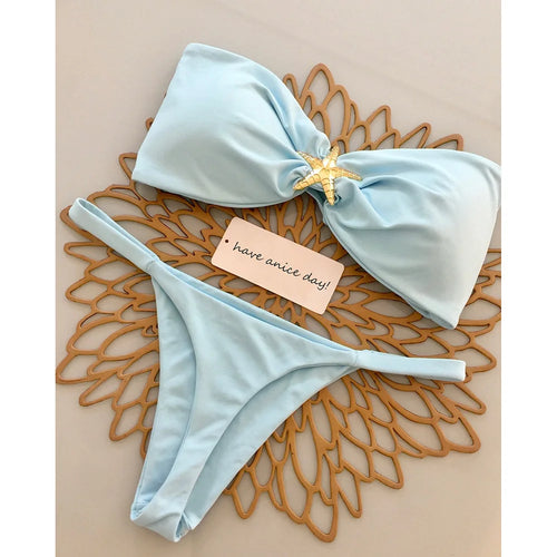 Push Up Bikinis 2025 Traje de baño sexy para mujer, conjunto de micro bikini, traje de baño, ropa de playa, Bandeau Brasileño Biquini