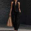 Women Sleeveless Pullover Top and Loose Pants Matching Sets, Solid Patchwork 2 PC Outfits, 2026 Summer Casual Suits Streetwear