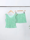 O-neck Vest Mini Skirt Suits Women Sexy sparkly Sequined Sleeveless Tank Tops With Bodycon Short Skirts Fashion Ladies Beachwear