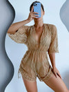 2024 New 3 Piece Bikini Set Plus Size Swimsuit Women Long Sleeve Cover Up Print Halter Swimwear Beach Wear Sexy Bathing Suit 3XL