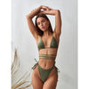Sexy Women's Strappy Bikini Solid Color Beach European American Style Fashionable Swimsuit for Women Summer Fashion Beach Style