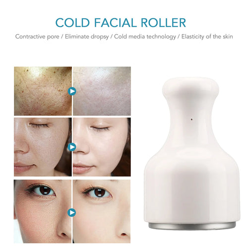 Rodillo facial de hielo, rodillo frío, masaje facial con hielo, enfriamiento, acelera la reparación de la piel, rodillo facial, encoge los poros, aplicador de hielo blanco