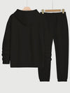 Women's winter fashion all-matchMy Blood Type is Dr Pepper print loose two-piece set hoodie and long Jogger pants Soft Fleece