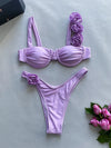 2025 Strappy Bikinis Sexy 3D Floral Swimsuit Women Separation Stereo Swimwear Female Bathers Bathing Swimming Suit Beachwear