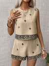 Women's Fashionable Two-Piece Set Sleeveless Top with Short Pants Casual Comfortable Outfit Combo
