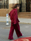 2025 New Casual Cotton Shirt Pants Suit Lapel Single Breasted Loose Long-sleeved Shirt+Wide-leg Pants Casual Sets Women Clothing