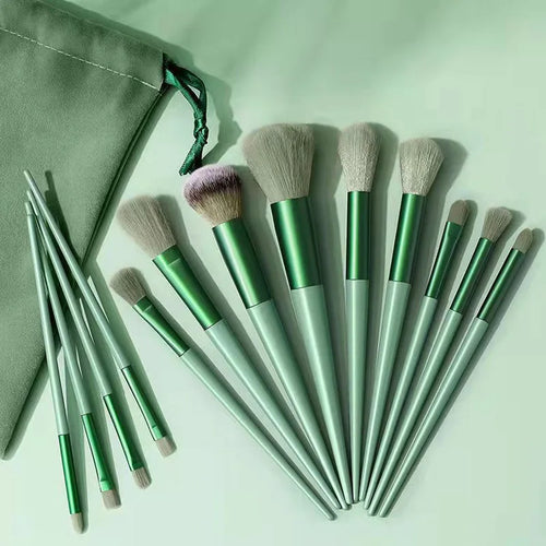 Juego de brochas de maquillaje de 13 piezas de primera calidad, fuerte agarre del polvo | Herramientas de belleza ultrasuaves de secado rápido Juego de brochas de maquillaje portátil