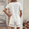 Women's Fashion Set Casual Solid V Neck Short Sleeve Tops+high Waist Shorts Two Piece Sets Women Summer Office Womens 2025