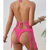Beach Women's Crochet Knitting Sexy Bandages Swimwear Hollow-out Long Tassel Bikini Cover up Summer Vacation Top Bathing Suit