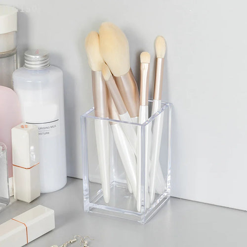 Contenedor de almacenamiento de cosméticos de escritorio - Organizador de brochas de maquillaje acrílico con elegante diseño de exhibición 1 unidad